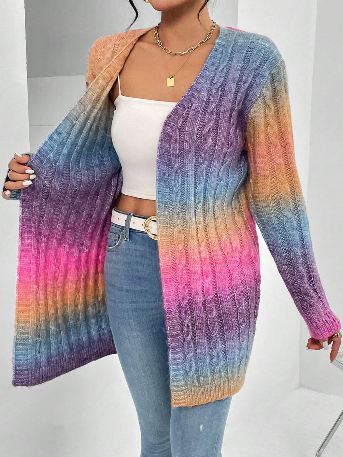 Benedetta cable knit cardigan alternative view