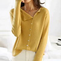 Alberta | Women's Button-Down Fitted Cardigan Asymmetrical Neckline