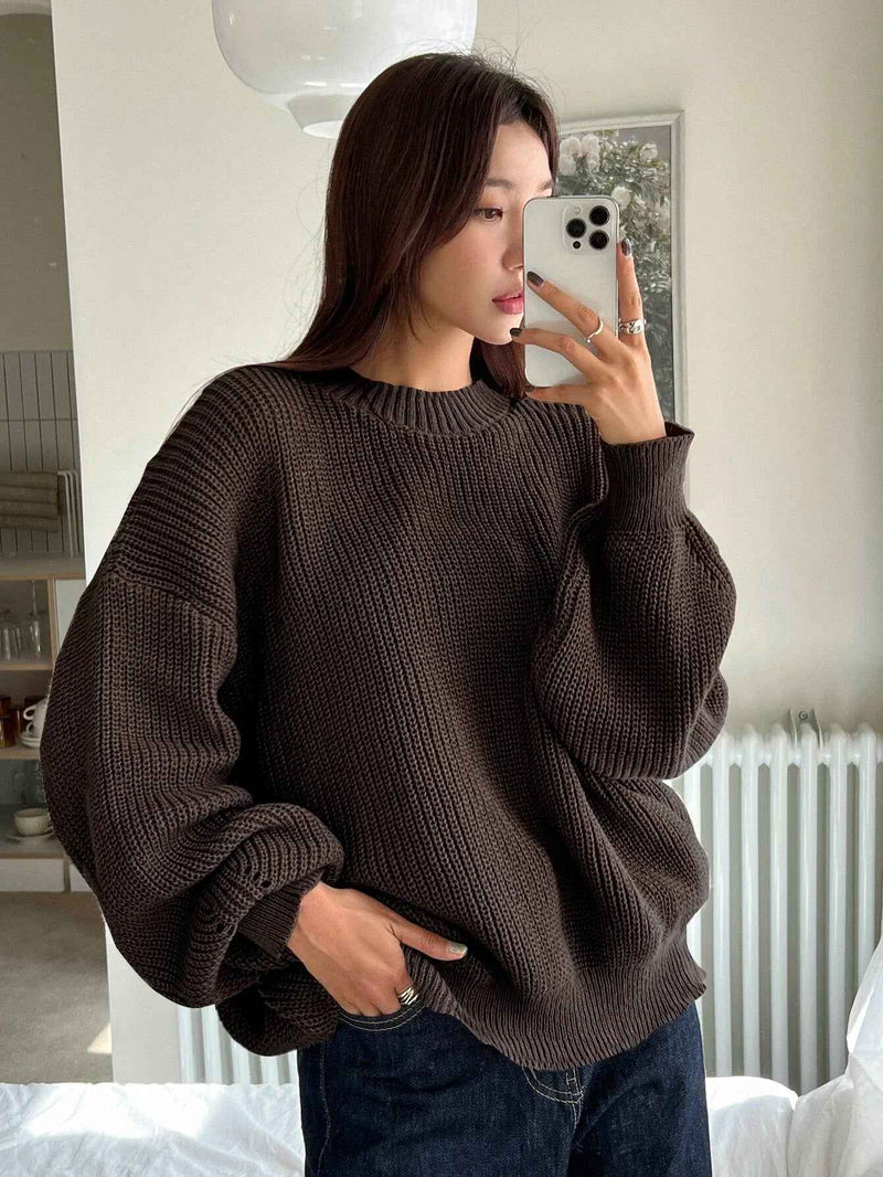 Mireille | Women's Oversized Knit Jumper Black and Grey