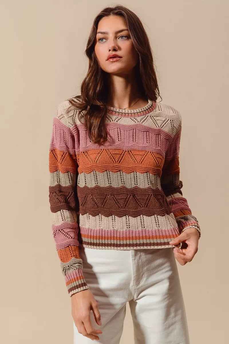 Sylvestra | Women's Multicolour Striped Long Sleeve Jumper