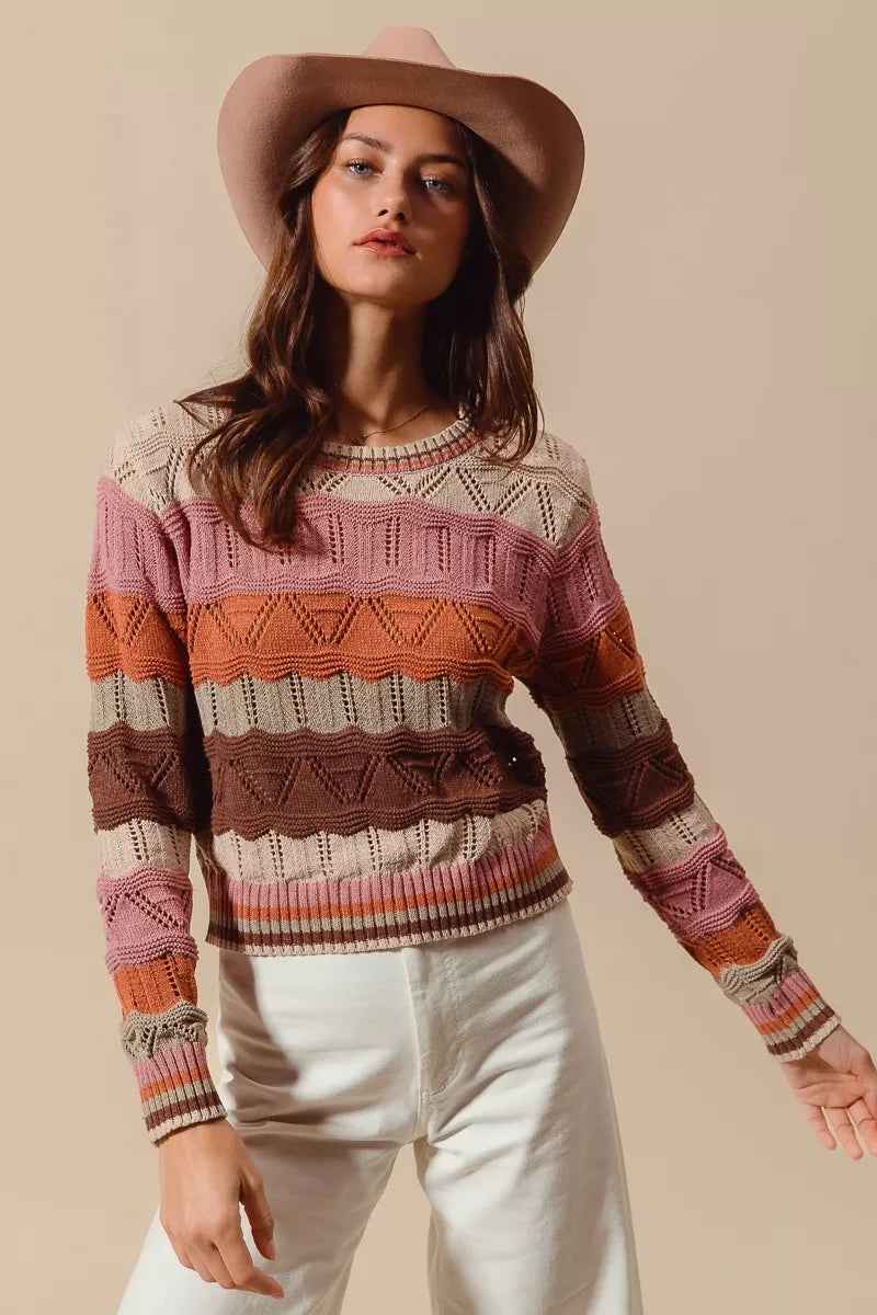 Sylvestra | Women's Multicolour Striped Long Sleeve Jumper