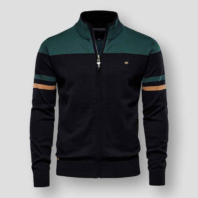 Jocelyn | Men's Zip-Up Colour Block Jacket Striped Sleeves