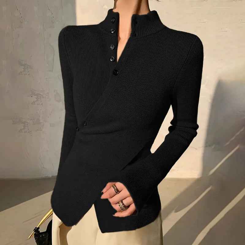 Wynne | Women's Wrap Front Long Sleeve Knit Jumper