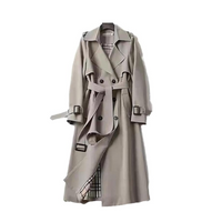 Mirabel belted long trench coat in Khaki