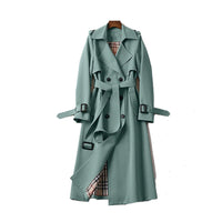 Mirabel belted long trench coat in Green