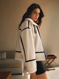 Frederica sherpa coat front zip detail
