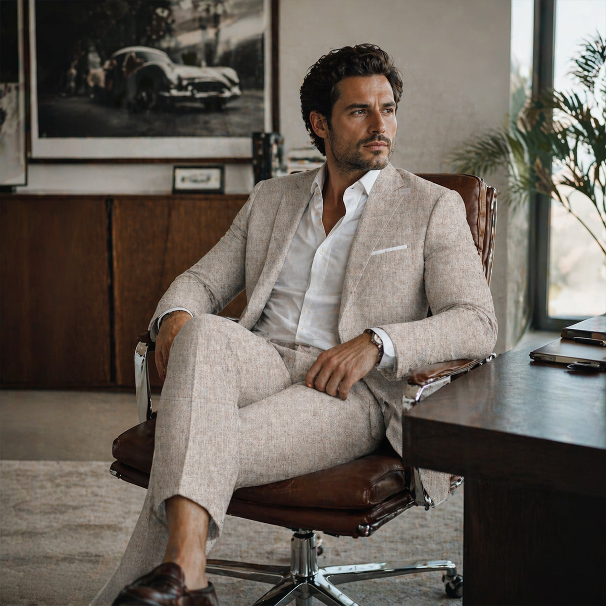 Malachi | Single Breasted Slim Fit Linen Blend Blazer