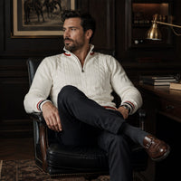 Fletcher | Half Zip Knit Jumper with Stripe Trim