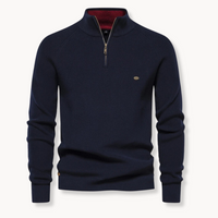 Ruskin | Men's Quarter Zip Ribbed Knit Jumper Stand Collar