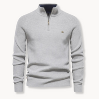 Ruskin quarter zip ribbed knit jumper in Grey