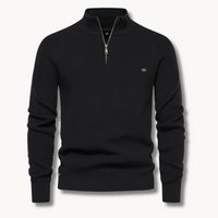 Ruskin | Men's Quarter Zip Ribbed Knit Jumper Stand Collar