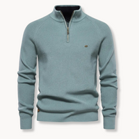 Ruskin quarter zip ribbed knit jumper in Blue