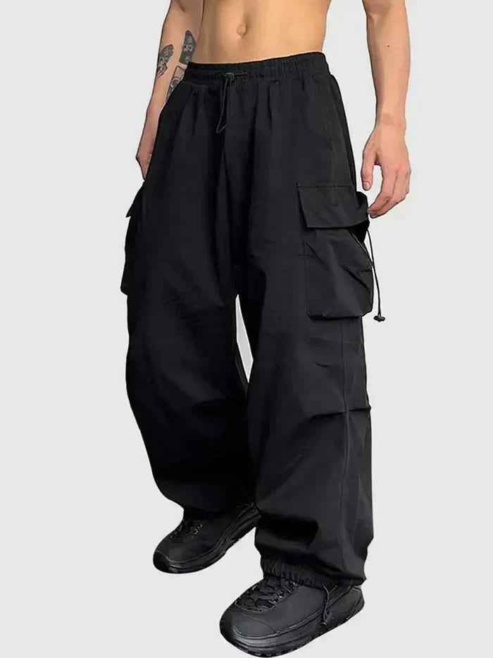 Sawyer | Men's Wide Leg Cargo Trousers Black and Dark Brown