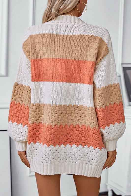 Severine | Women's Oversized Striped Cardigan Orange and Purple