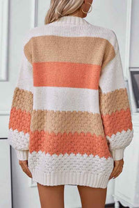 Severine | Women's Oversized Striped Cardigan Orange and Purple