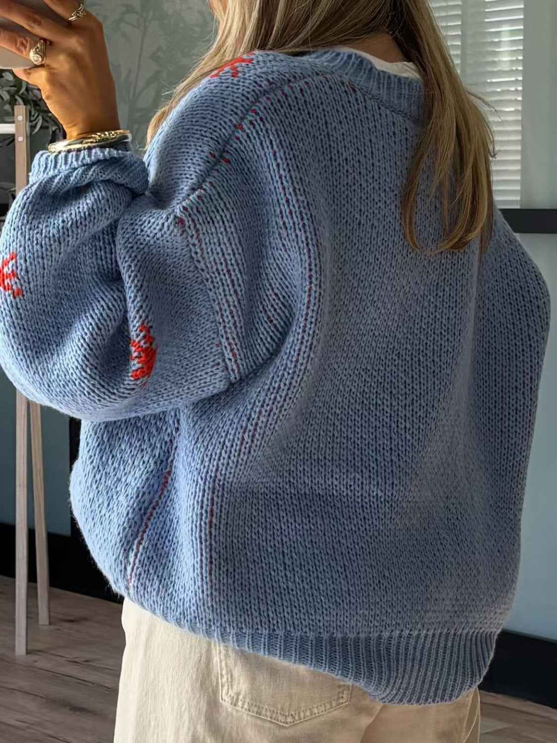 Pilar | Women's Oversized Graphic Jumper Light Blue