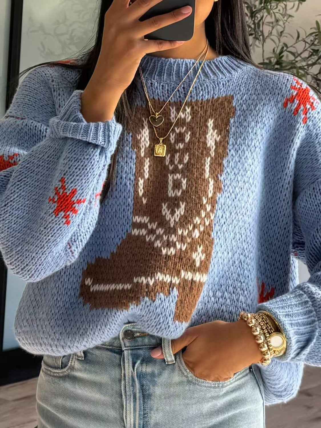 Pilar | Women's Oversized Graphic Jumper Light Blue