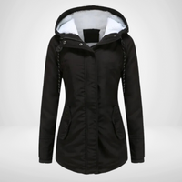 Modesty hooded fleece lined jacket in Black