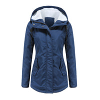 Modesty hooded fleece lined jacket in Blue