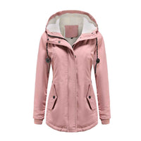 Modesty | Women's Hooded Fleece Lined Jacket Button Detail