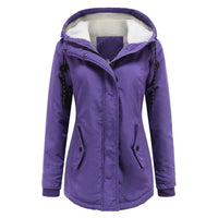 Modesty | Women's Hooded Fleece Lined Jacket Button Detail