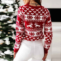 Morgane | Women's Long Sleeve Christmas Jumper White and Red