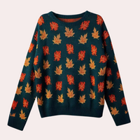 Vesper | Women's Patterned Crewneck Jumper Khaki and Green