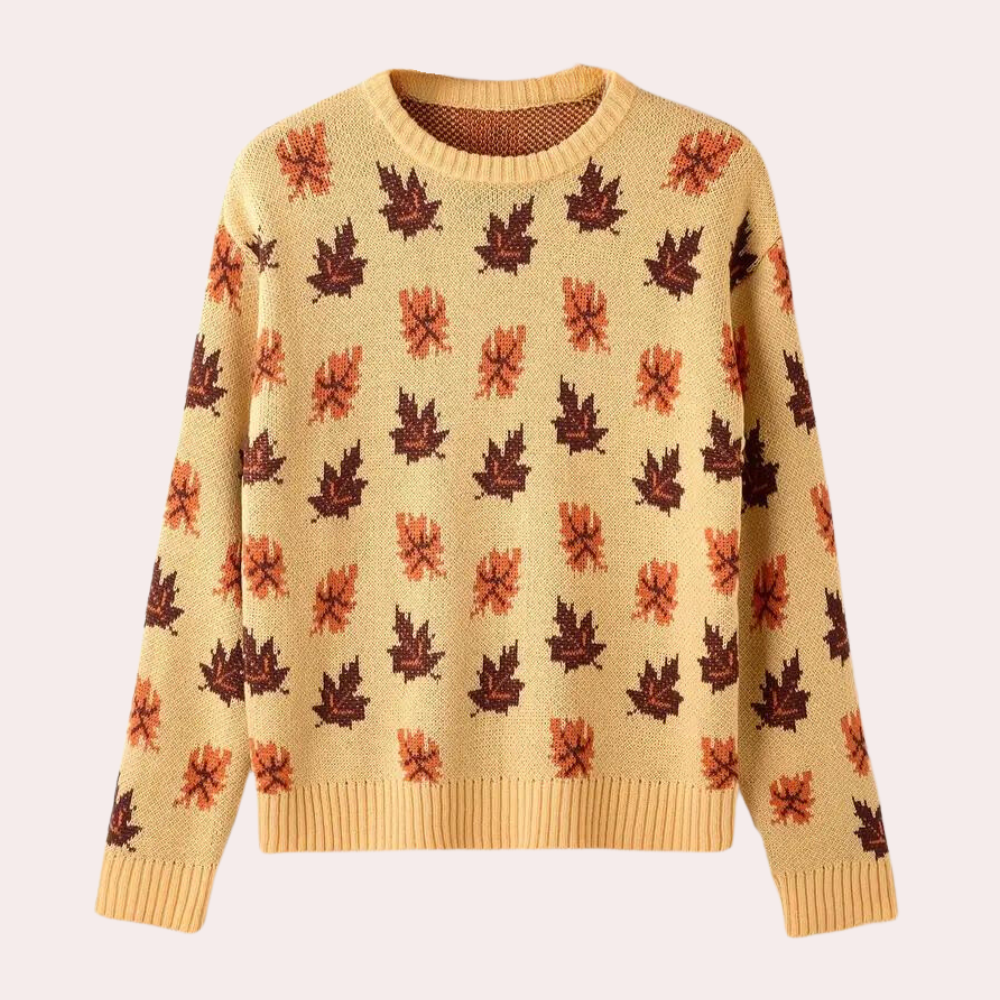 Vesper patterned crewneck jumper in Khaki