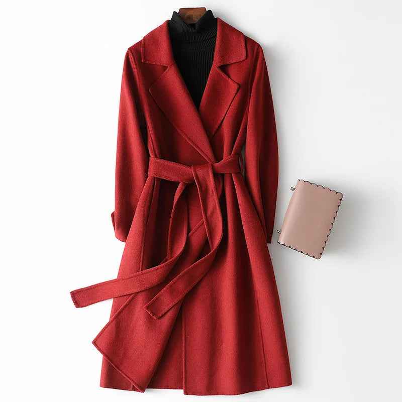 Ariadne | Women's Red Belted Wrap Coat