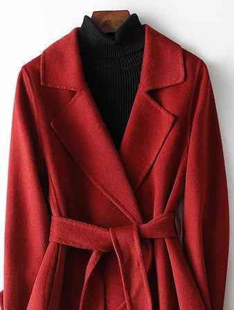Ariadne | Women's Red Belted Wrap Coat