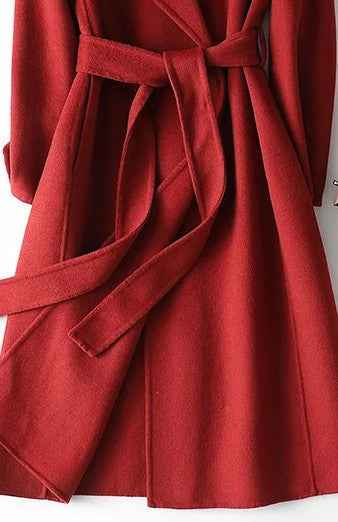 Ariadne | Women's Red Belted Wrap Coat