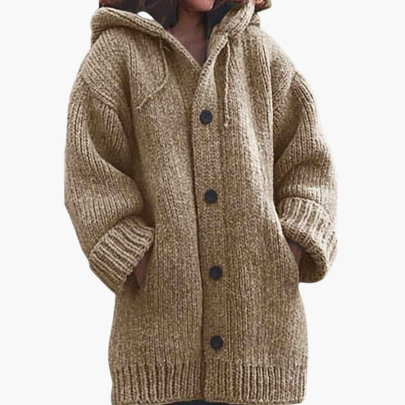 Rosalie | Women's Long Hooded Cardigan Textured Knit