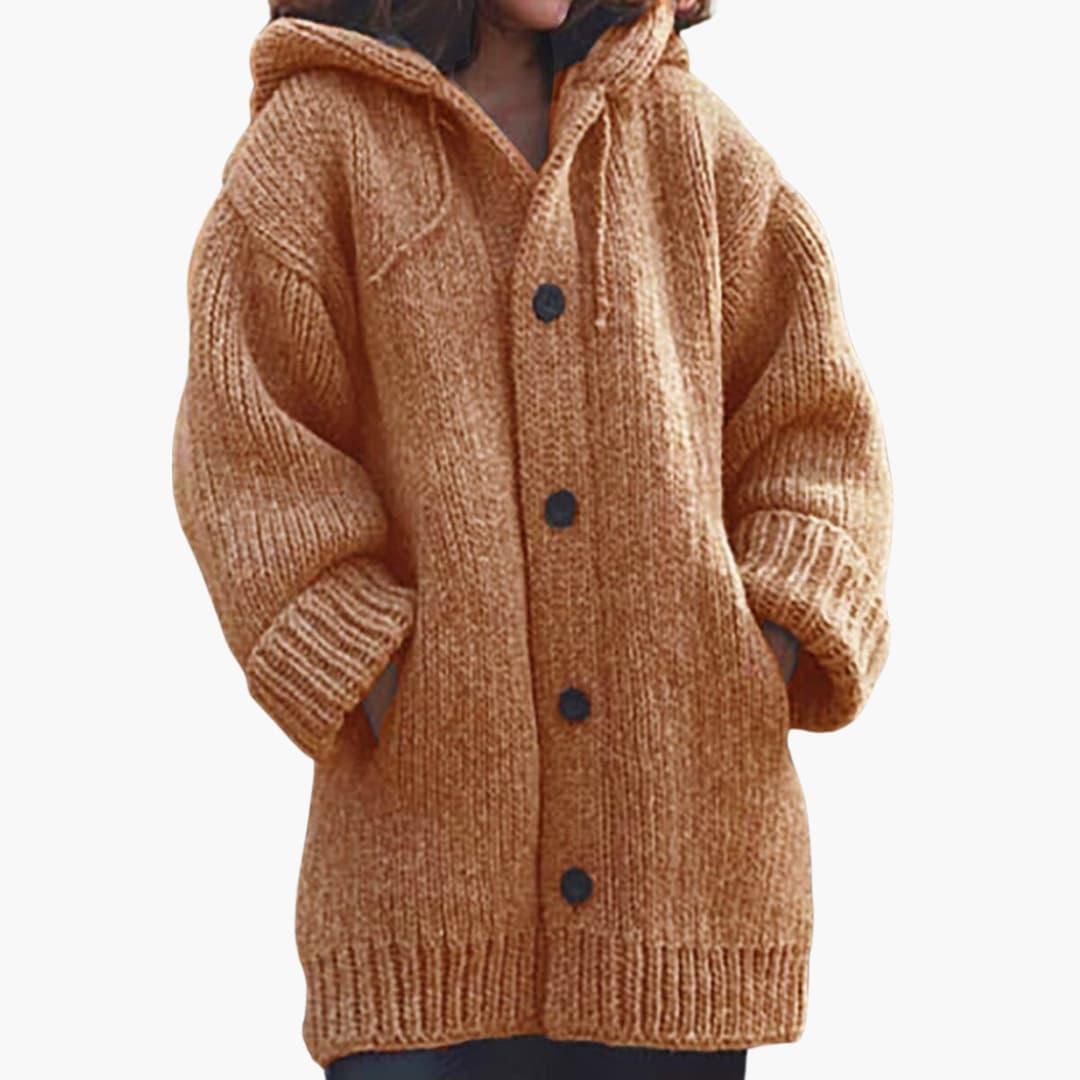 Rosalie long hooded cardigan in Orange