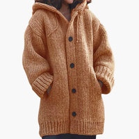 Rosalie long hooded cardigan in Orange