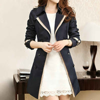 Solene | Women's Double Breasted Midi Coat in Khaki and Black