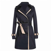 Solene | Women's Double Breasted Midi Coat in Khaki and Black