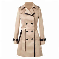 Solene | Women's Double Breasted Midi Coat in Khaki and Black