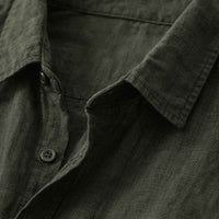 Bellamy linen button-up shirt detail view 2