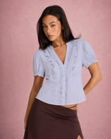 Nora | Ruffle-Trim V-Neck Blouse