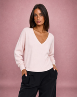 Megan | V-Neck Relaxed Long Sleeve Knit Top