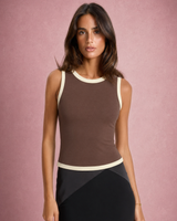 Ava | Contrast Trim Round Neck Tank Top