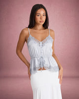 Daisy | Lace-Trim Satin Camisole Top