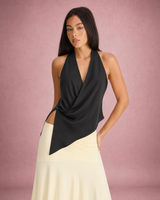 Iris | Draped Wrap Satin Halter Top