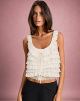 Matilda | Tiered Lace Ruffle Strap Top