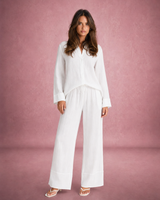 Ava | Linen Shirt and Wide Leg Trouser Set