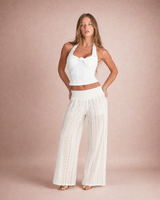 Jessica | High-Waisted Lace-Trim Wide Leg Trousers