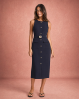 Amelia | Belted Tailored Midi Shirt Dress