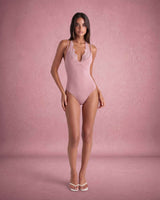 Lily | Lace-Trim Halter Neck Spaghetti Strap Sculpting Bodysuit