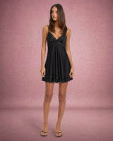 Emily | Lace-Trim Spaghetti Strap Satin Mini Slip Dress