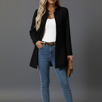 Jessamine button front A-line coat in Black